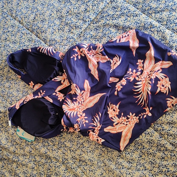 NWT YOUDIAN One Piece Swimsuit Size XL Purple Coral Floral Ruched Tummy - Picture 4 of 8